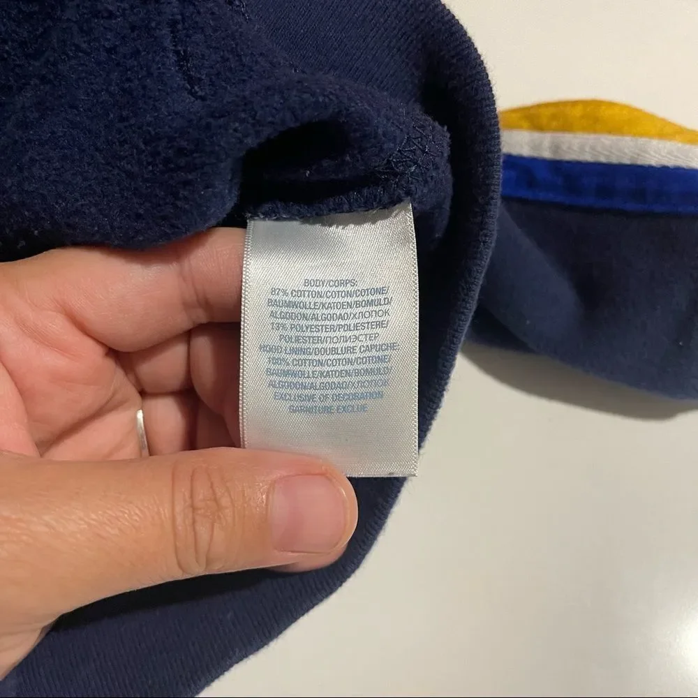 Ralph Lauren Navy Full Zip‎ Hoodie with Yellow Big Pony Logo - Size 3 months